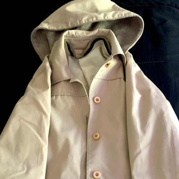 London Fog Jackets & Blazers - London Fog Bibbed Hooded Maxi Trench Coat size 6